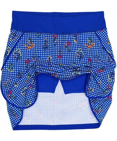 Women's Quick Dry Board Skort Swim Skirt Electric Blue Botanical Check $30.22 Swimsuits