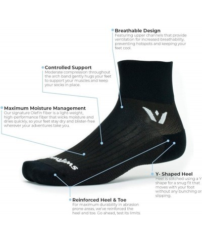 Swiftwick- PERFORMANCE TWO Running & Cycling Socks, Fast Dry, Cushion Crew Socks Black $10.19 Socks