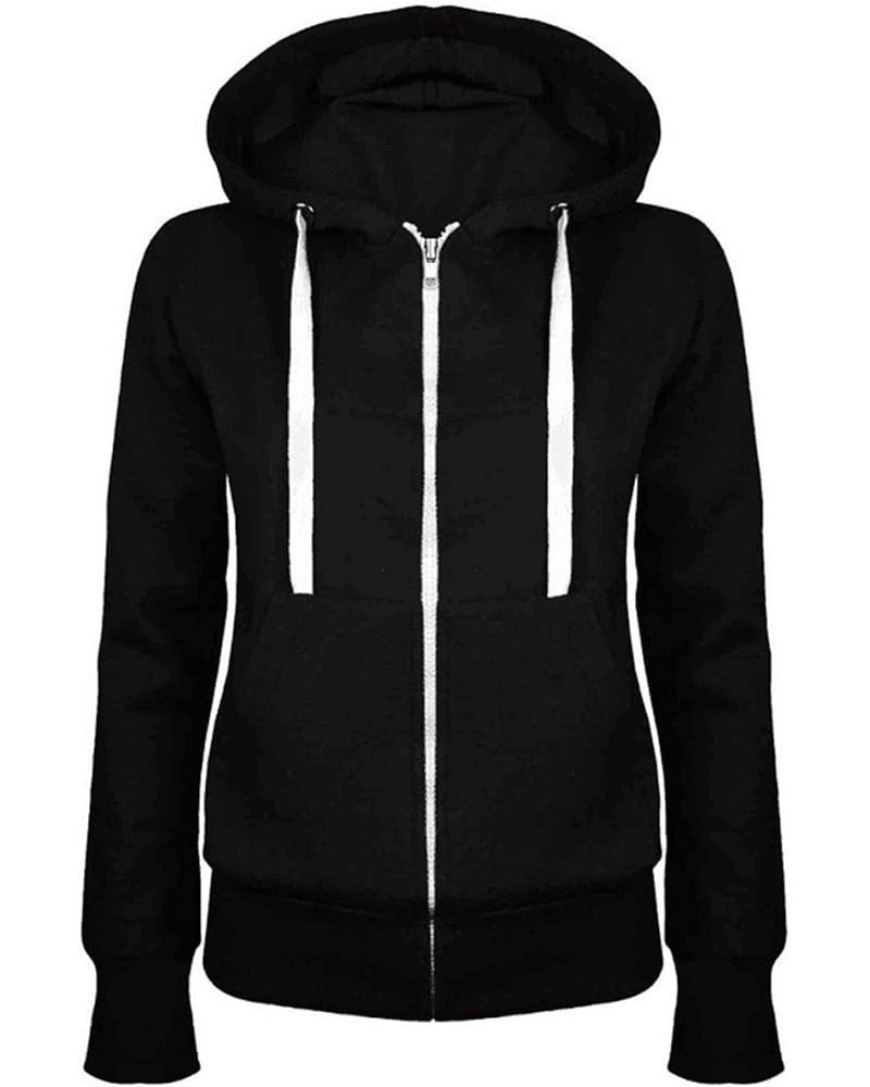 Zip Up Hoodies for Women 2023 Fall Fashion Plus Size Hooded Sweatshirt Zipper Lightweight Workout Athletic Jacket A1_black $6...