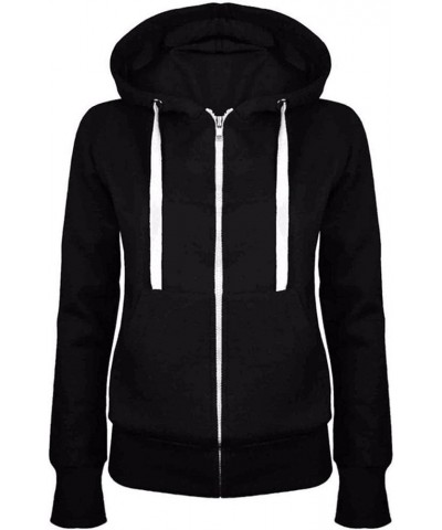 Zip Up Hoodies for Women 2023 Fall Fashion Plus Size Hooded Sweatshirt Zipper Lightweight Workout Athletic Jacket A1_black $6...