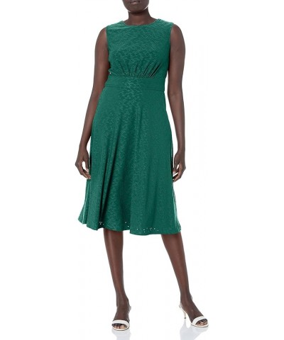 Women's Eyelet Jersey Slvless Midi Dress Viridis $9.48 Dresses