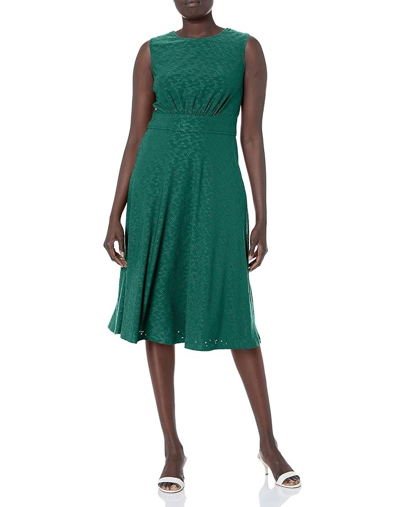Women's Eyelet Jersey Slvless Midi Dress Viridis $9.48 Dresses