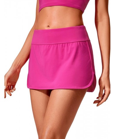 Womens Mid Rise Swim Skirt Athletic Bathing Suit Skorts Skirts Side Split Swimsuit Bottoms with Pocket Hibiscus Purple $15.51...