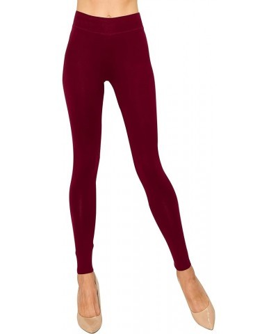 Cotton Spandex Basic Leggings Pants-Jersey Full/Capri Regular/Plus Size Full Wine $12.00 Leggings