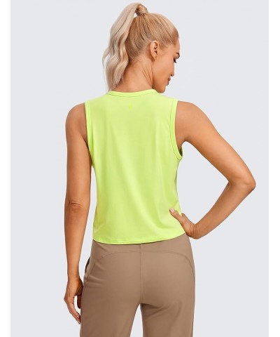 Pima Cotton Cropped Tank Tops for Women High Neck Crop Workout Tops Sleeveless Athletic Gym Shirts Bright Verdancy $11.75 Act...