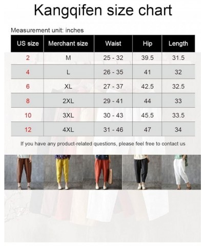 Summer Cotton Linen Soft Cropped Pants with Elastic Waist Pockets for Women Teen Girls Brown $9.90 Pants