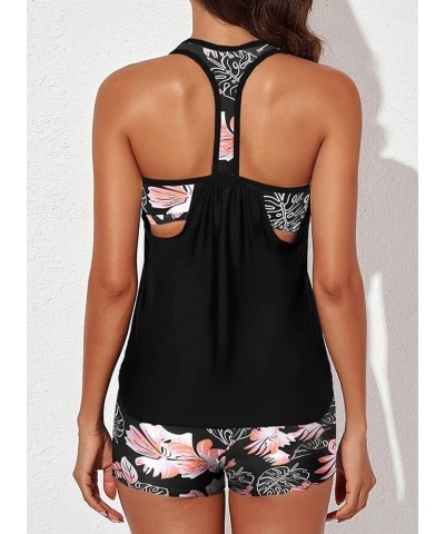 Womens Blouson Striped Printed Push up Strappy T-Back Tankini Top with Shorts(Available in Plus) Regular Black 402 $14.77 Swi...