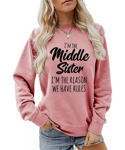 Sweatshirt for Women I'm The Youngest/Middle/Oldest Sister Shirts Funny Sisters Matching Outfits Casual Pullover Rose Gold 02...