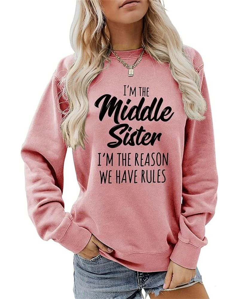 Sweatshirt for Women I'm The Youngest/Middle/Oldest Sister Shirts Funny Sisters Matching Outfits Casual Pullover Rose Gold 02...