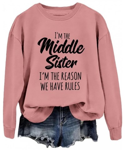 Sweatshirt for Women I'm The Youngest/Middle/Oldest Sister Shirts Funny Sisters Matching Outfits Casual Pullover Rose Gold 02...