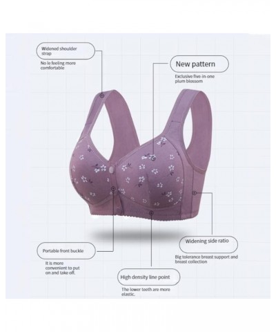 3 Pack Bras for Women Plus Size Daisy Bras for Older Women Front Closure Wireless Sports Bras Comfortable Everyday Bras A-pur...