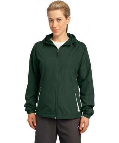 Women's Colorblock Hooded Raglan Jacket Forest Green White $12.41 Jackets