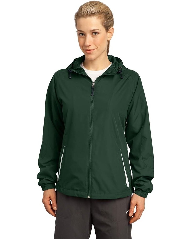 Women's Colorblock Hooded Raglan Jacket Forest Green White $12.41 Jackets