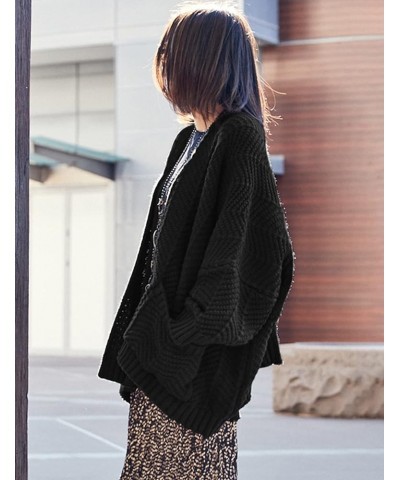 Women’s Oversized Cardigan Sweaters Long Sleeve Knitted Open Front Cardigan LA8 La8 Black $14.99 Sweaters