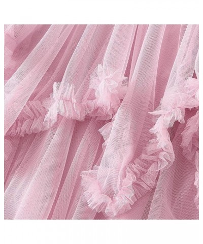 Women Layered Tulle Skirts High Low Asymmetrical Elastic Waist Mesh Tutu Midi Skirt Fashion Ruffle Party Prom Skirt Pink $14....