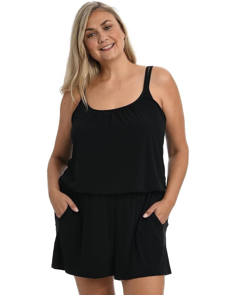 Women's Romper One Piece Swimsuit Black//Solids $26.73 Swimsuits