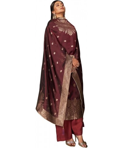 Indian Pakistani Designer Salwar Kameez Suit For Women || Viscose Zari Silk Work Unstitched Non Stitched Dress Fabric Maroon ...