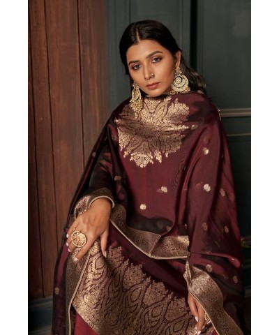 Indian Pakistani Designer Salwar Kameez Suit For Women || Viscose Zari Silk Work Unstitched Non Stitched Dress Fabric Maroon ...