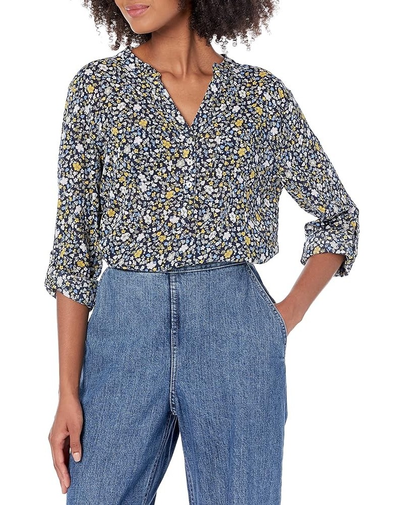 CARVE Women's Dylan Gauze Shirt Navy Folk Floral $18.38 Blouses