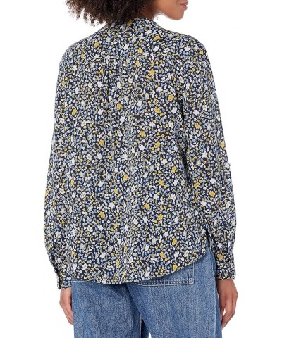 CARVE Women's Dylan Gauze Shirt Navy Folk Floral $18.38 Blouses