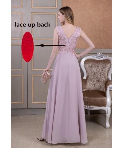 Plus Size V Neck Bridesmaid Dresses Chiffon Laces Appliques A Line Long Slit Formal Evening Gowns Red $38.87 Dresses