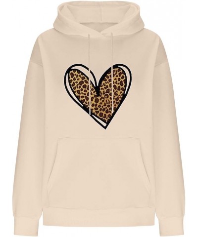 Women Oversized Valentines Day Hoodies Pullover Leopard Love Heart Grahic Print Sweatshirts Casual Trendy Sweatshirt 07 Khaki...