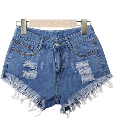 Casual Stretchy Jean Shorts Womens High Waisted Ripped Denim Shorts Distressed Jean Shorts for Summer 01-dark Blue $5.84 Shorts