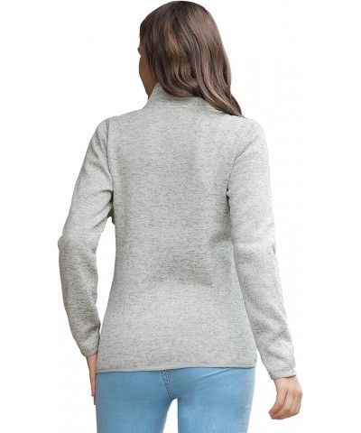 Women Zip Up Sweater Jacket with Fleece Interior, Warm Knitted Fleece Jacket with Pockets Stand Collar - Oatmeal Heather $19....