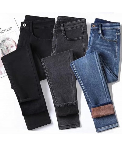 Women High Waist Thermal Jeans Fleece Lined Denim Pants Stretchy Trousers Skinny Pants Black 25 $14.38 Jeans