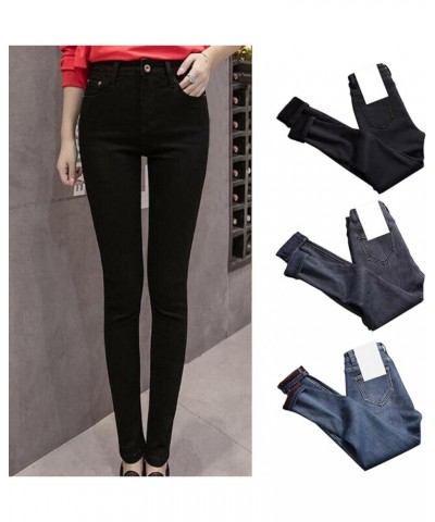 Women High Waist Thermal Jeans Fleece Lined Denim Pants Stretchy Trousers Skinny Pants Black 25 $14.38 Jeans