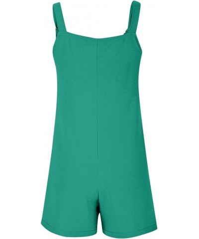 Womens Short Rompers Summer Casual Loose Sleeveless Overalls Linen Adjustable Tie Knot Strap Jumpsuits with Pockets C Green $...