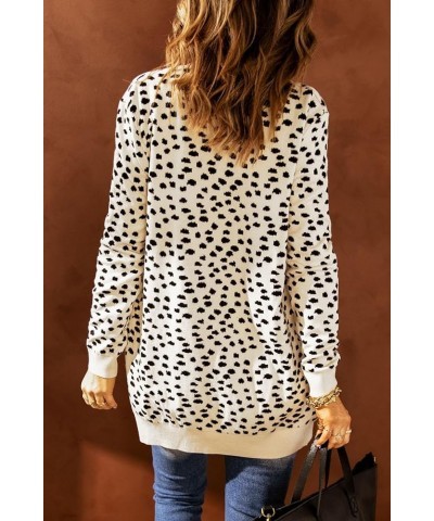 Women's Open Front Cardigan Sweaters Dotted Print Chunky Knit Cardigan Long Sleeve Top with Pockets Apricot $14.79 Sweaters