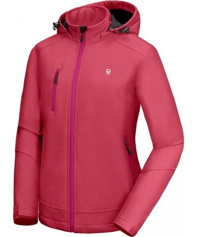 Women’s Softshell Jacket, Ski Snowboarding Jacket with Removable Hood, Fleece Lined and Water Repellent Upgrade Watermelon $2...