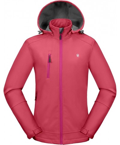 Women’s Softshell Jacket, Ski Snowboarding Jacket with Removable Hood, Fleece Lined and Water Repellent Upgrade Watermelon $2...