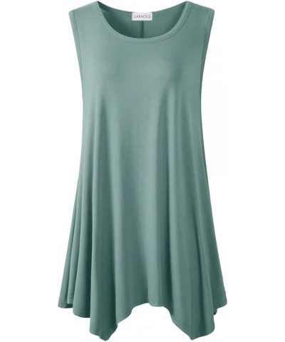 Womens Plus Size Tank Tops Summer Sleeveless Shirts Casual Loose Tunic Blouses Grayish Green $8.00 Tanks