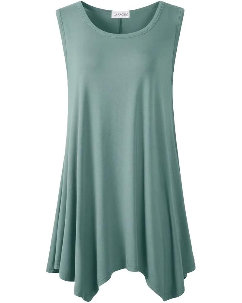 Womens Plus Size Tank Tops Summer Sleeveless Shirts Casual Loose Tunic Blouses Grayish Green $8.00 Tanks