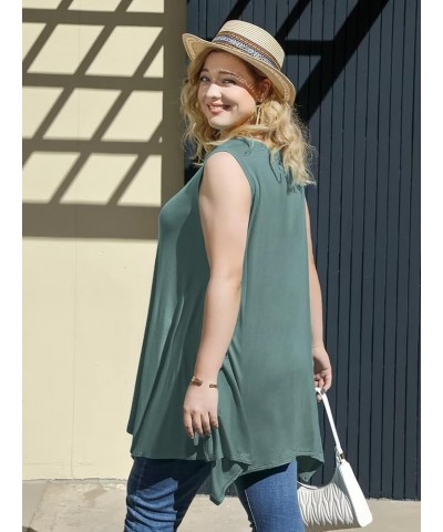 Womens Plus Size Tank Tops Summer Sleeveless Shirts Casual Loose Tunic Blouses Grayish Green $8.00 Tanks