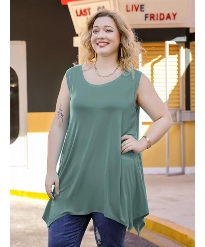 Womens Plus Size Tank Tops Summer Sleeveless Shirts Casual Loose Tunic Blouses Grayish Green $8.00 Tanks