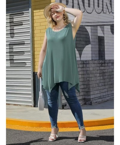 Womens Plus Size Tank Tops Summer Sleeveless Shirts Casual Loose Tunic Blouses Grayish Green $8.00 Tanks