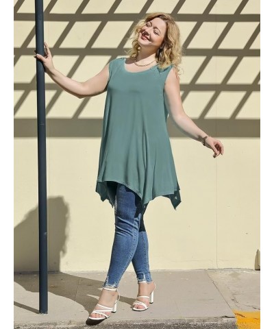 Womens Plus Size Tank Tops Summer Sleeveless Shirts Casual Loose Tunic Blouses Grayish Green $8.00 Tanks