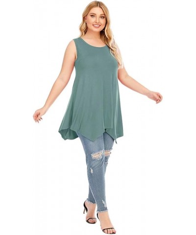 Womens Plus Size Tank Tops Summer Sleeveless Shirts Casual Loose Tunic Blouses Grayish Green $8.00 Tanks