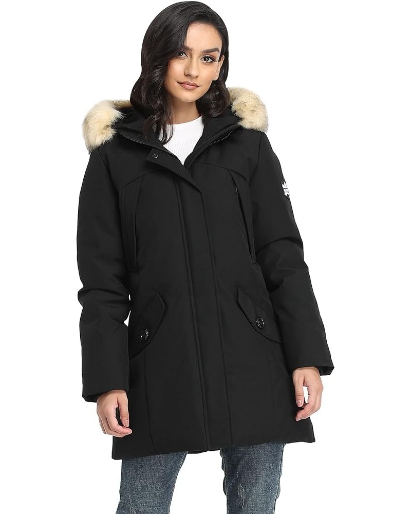 Hooded Winter Coat for Women, Water-resistant Thicken Warm Vegan Down Quilted Parka XS-XXL Black $27.30 Jackets