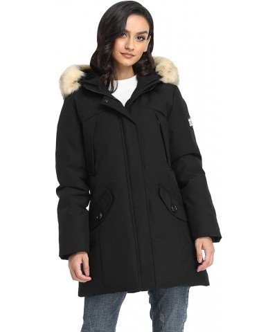 Hooded Winter Coat for Women, Water-resistant Thicken Warm Vegan Down Quilted Parka XS-XXL Black $27.30 Jackets