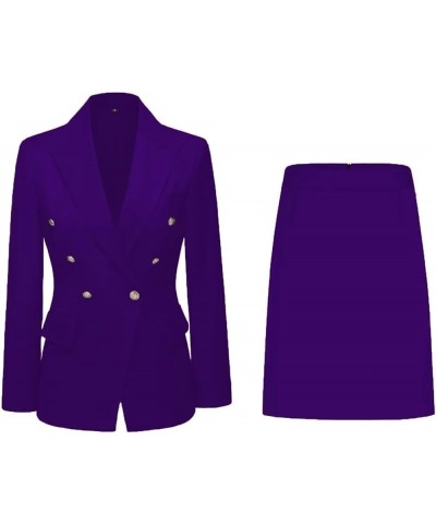 Women's 2 Piece Skirt Suit Set Business Office Lady Suits Blazer and Skirt Grape $34.41 Suits