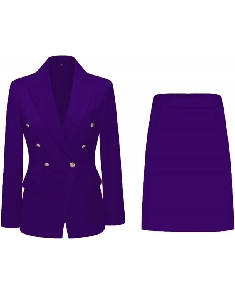 Women's 2 Piece Skirt Suit Set Business Office Lady Suits Blazer and Skirt Grape $34.41 Suits