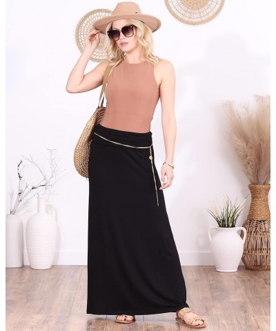 Womens Long Maxi Skirt - Made in USA Long Skirts for Women Trendy - Casual Convertible Sundress Plus Size Maxi Skirt Black $1...