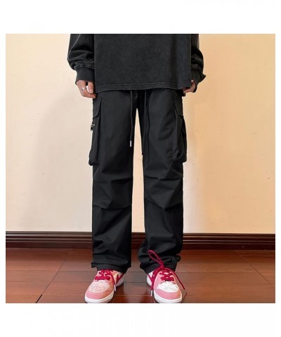 Y2k Pants Men Gothic Baggy Cargo Pants Streetwear Grunge Hip Hop Joggers Trousers Parachute Pants for Men La-black $14.51 Pants