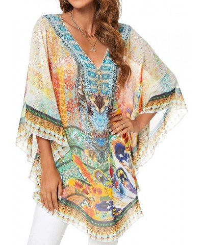 Womens Retro Printing Swimwear Bathing Cover Ups Tunic Blouses Tops Feather $8.39 Swimsuits