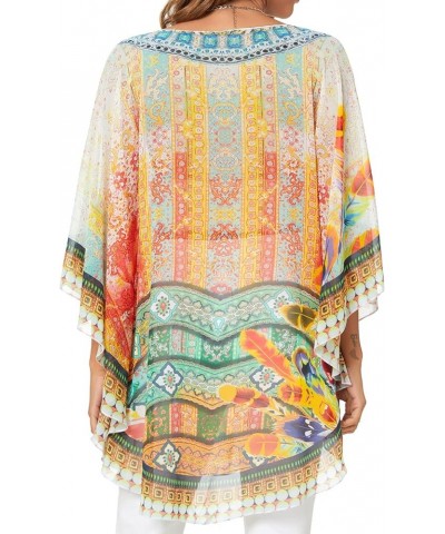 Womens Retro Printing Swimwear Bathing Cover Ups Tunic Blouses Tops Feather $8.39 Swimsuits