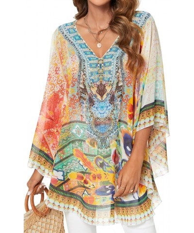 Womens Retro Printing Swimwear Bathing Cover Ups Tunic Blouses Tops Feather $8.39 Swimsuits